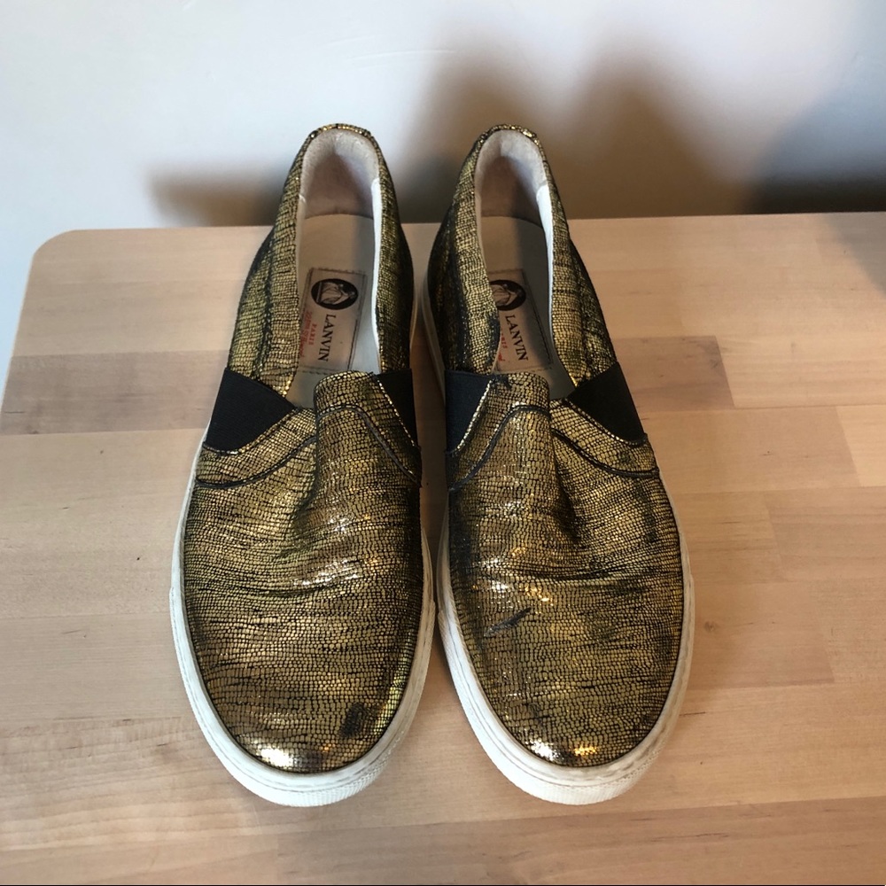 Lanvin Gold Slip ons